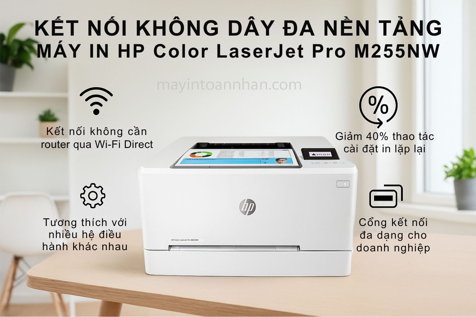 Máy in laser màu HP Color LaserJet Pro M255NW 5 Kết Nối Không Dây Đa Nền Tảng Máy In HP 7KW63A