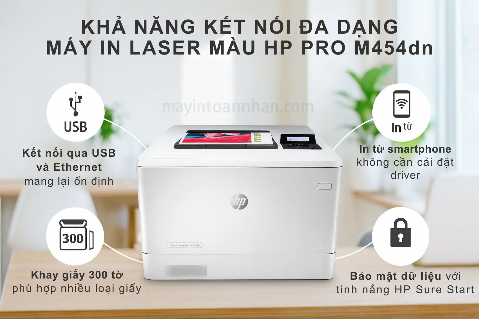 Khả Năng Kết Nối Đa Dạng Máy In Laser Màu HP Pro M454dn
