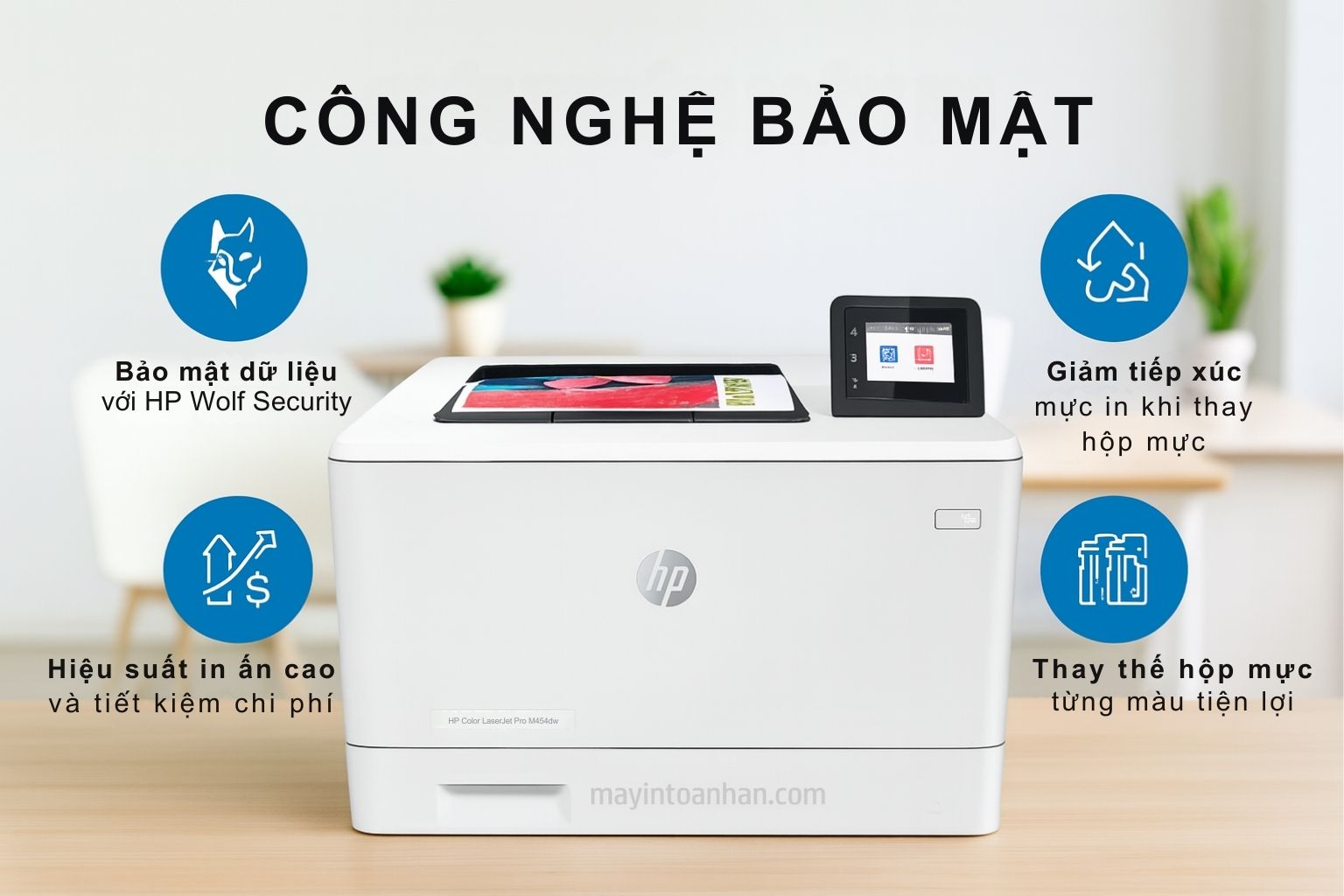 Máy in laser màu HP Color LaserJet Pro M454dw 5 Công Nghệ Bảo Mật Hàng Đầu HP Color LaserJet Pro M454dw