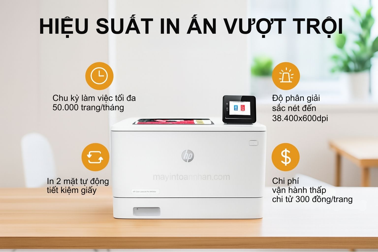 Máy in laser màu HP Color LaserJet Pro M454dw 4 Hiệu Suất In Ấn Vượt Trội của HP M454dw