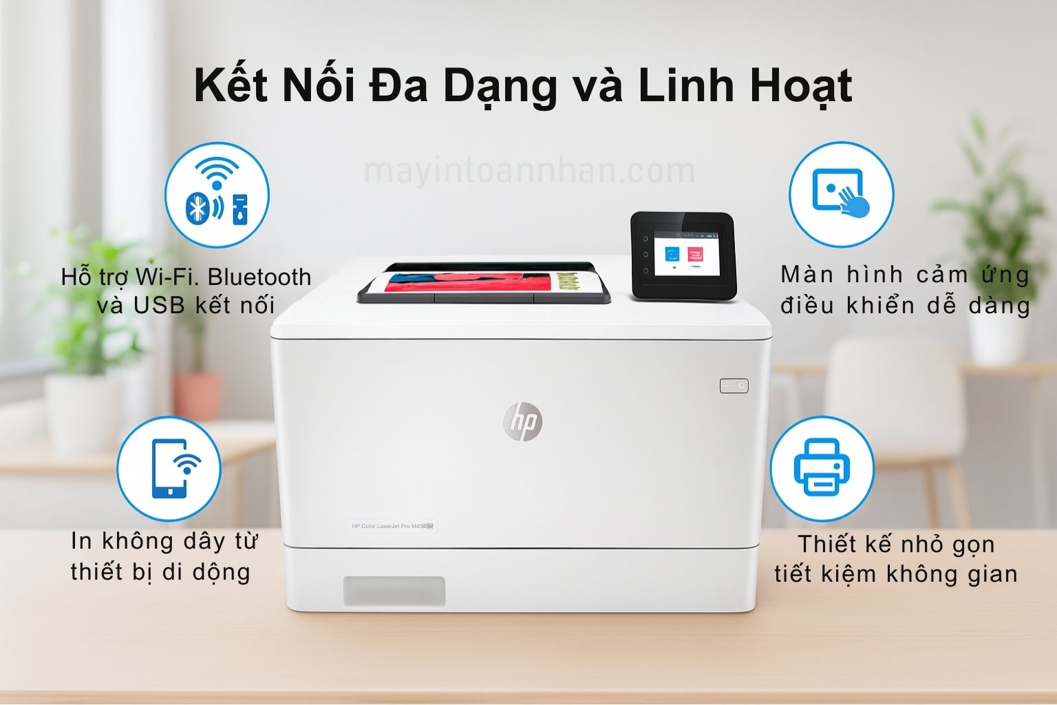 Máy in laser màu HP Color LaserJet Pro M454dw 6 Kết Nối Đa Dạng và Linh Hoạt HP Color LaserJet Pro M454dw