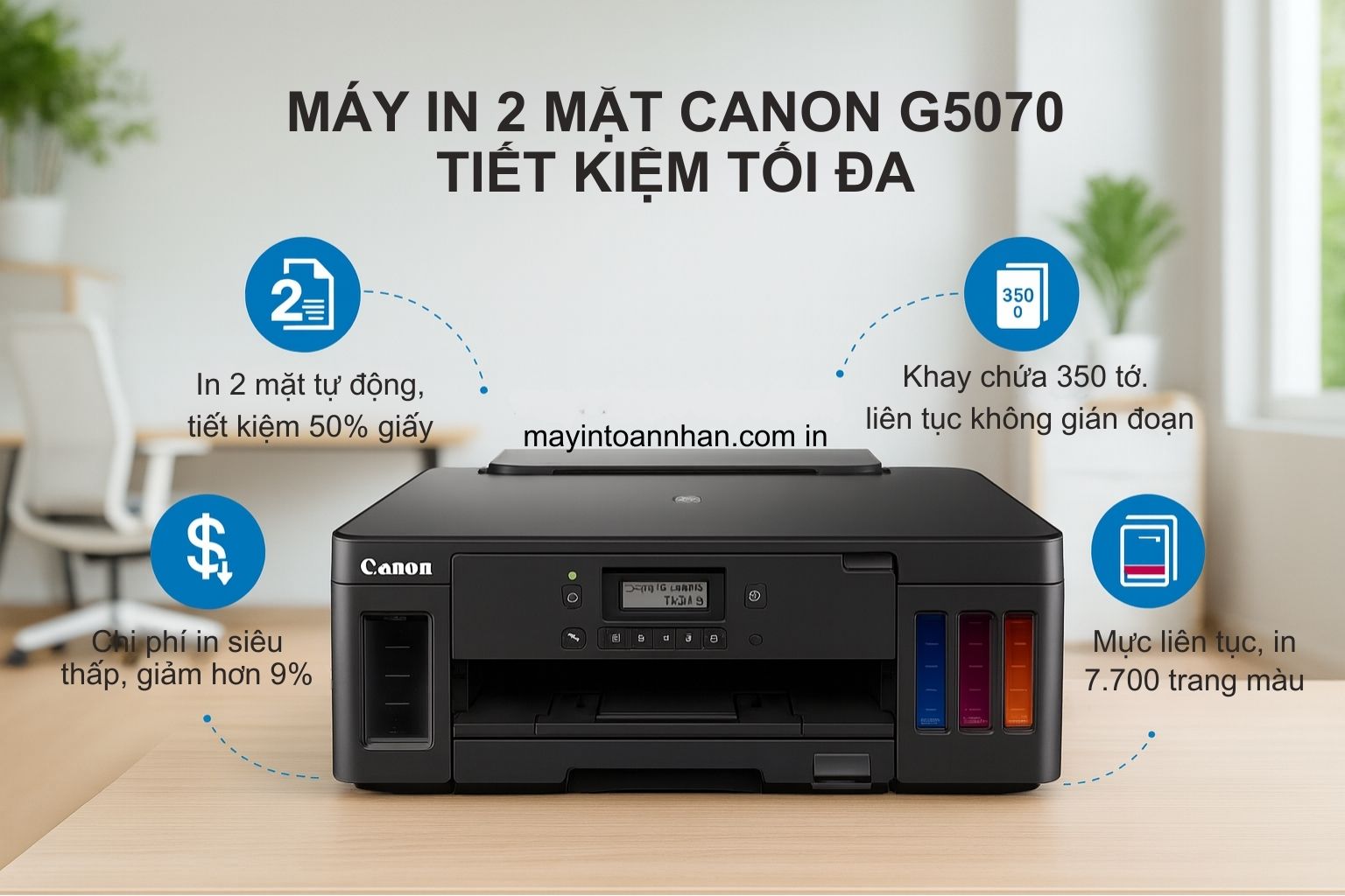 Máy in phun màu Canon PIXMA G5070 5 Máy In 2 Mặt Canon G5070 Tiết Kiệm Tối Đa