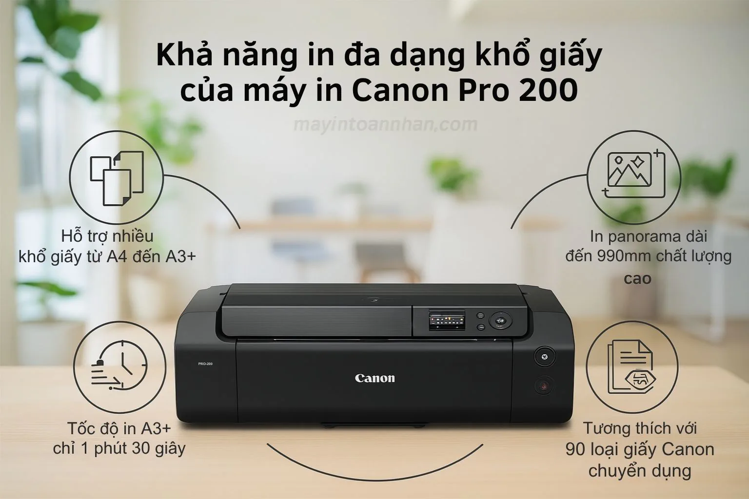 Máy in phun màu Canon PIXMA PRO-200 khổ A3 5 Khả năng in đa dạng khổ giấy của máy in Canon Pro 200