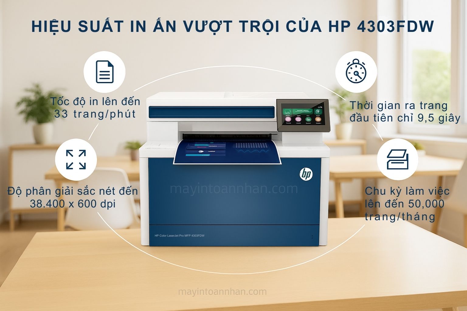 Máy laser màu đa năng HP Color LaserJet Pro MFP 4303FDW 4 Hiệu Suất In Ấn Vượt Trội của HP 4303FDW
