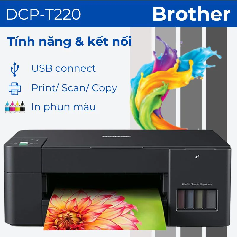 Máy in phun màu Brother DCP-T220 3 Máy in phun màu Brother DCP-T220 - Hình ảnh 3