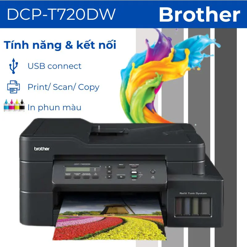Máy in phun màu đa năng Brother DCP-T720DW 3 Máy in phun màu đa năng Brother DCP-T720DW - Hình ảnh 3