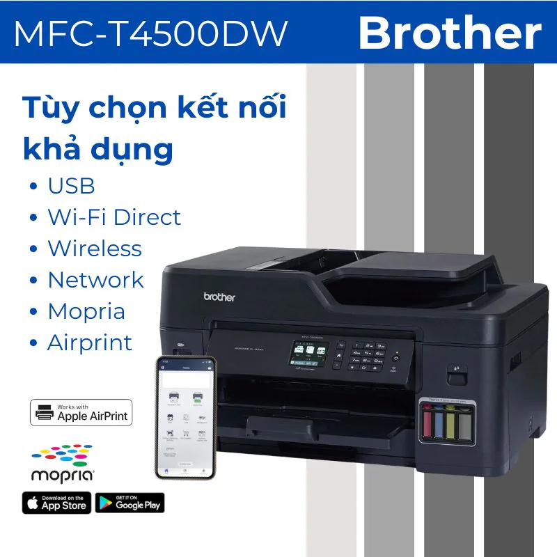 Máy in phun màu đa năng Brother MFC-T4500DW khổ A3 3 Máy in phun màu đa năng Brother MFC-T4500DW khổ A3 - Hình ảnh 3