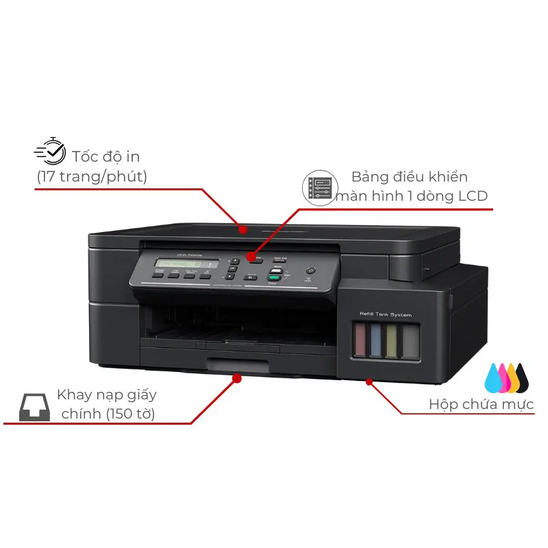 Máy in phun màu đa năng Brother DCP-T520W 2 Máy in phun màu đa năng Brother DCP-T520W - Hình ảnh 2