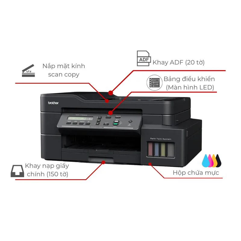 Máy in phun màu đa năng Brother DCP-T720DW 2 Máy in phun màu đa năng Brother DCP-T720DW - Hình ảnh 2