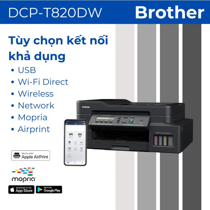 Máy in phun màu đa năng Brother DCP-T820DW 3 Máy in phun màu đa năng Brother DCP-T820DW - Hình ảnh 3