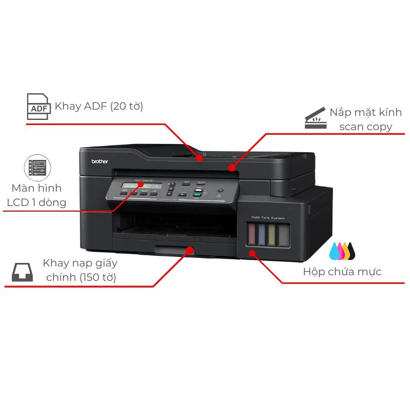Máy in phun màu đa năng Brother DCP-T820DW 2 Máy in phun màu đa năng Brother DCP-T820DW - Hình ảnh 2