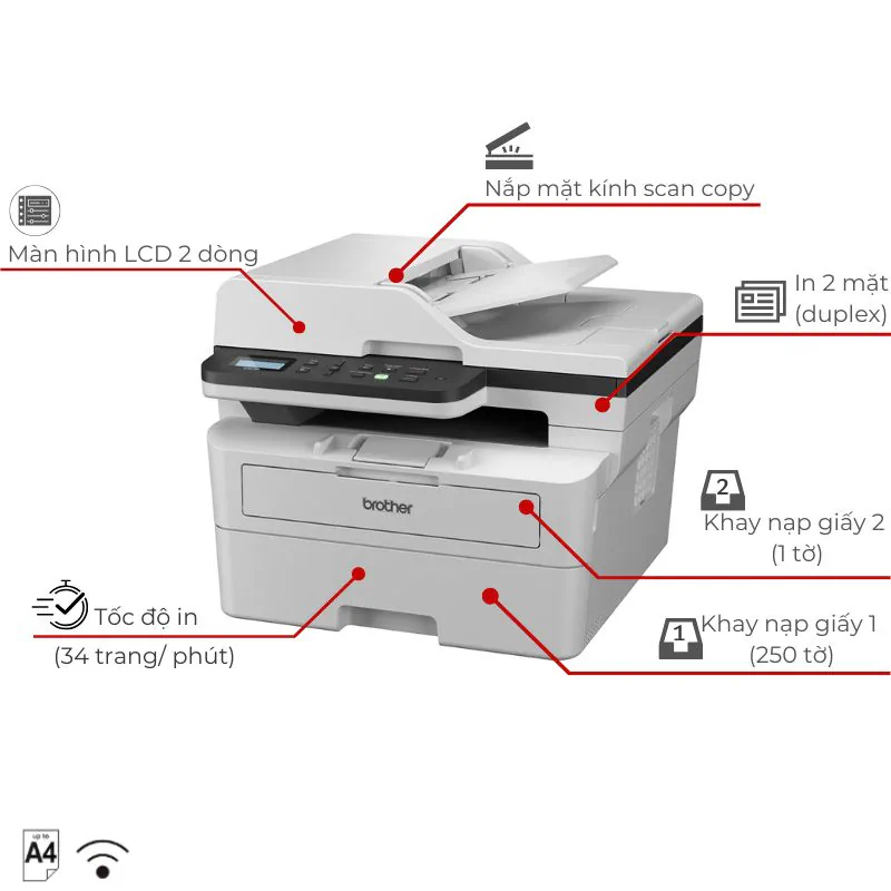 Máy in laser đen trắng đa năng Brother DCP-B7640DW 2 Máy in laser đen trắng đa năng Brother DCP-B7640DW - Hình ảnh 2