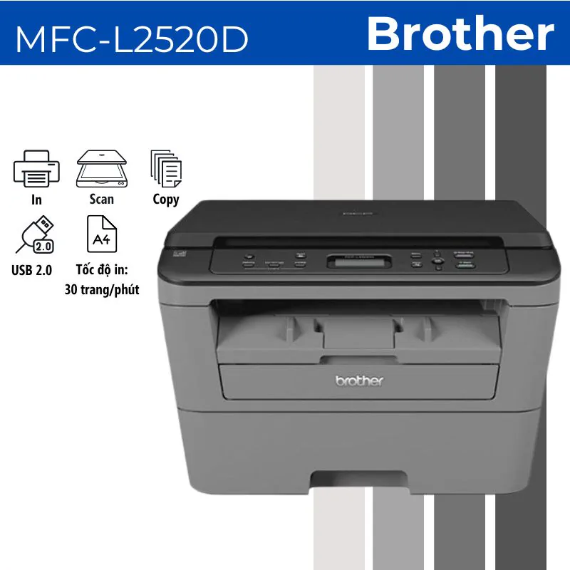 Máy in laser đen trắng đa năng Brother DCP-L2520D 3 Máy in laser đen trắng đa năng Brother DCP-L2520D - Hình ảnh 3