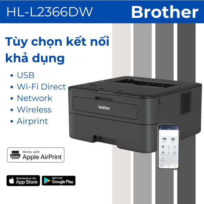Máy in laser đen trắng Brother HL-L2366DW 3 Máy in laser đen trắng Brother HL-L2366DW - Hình ảnh 3