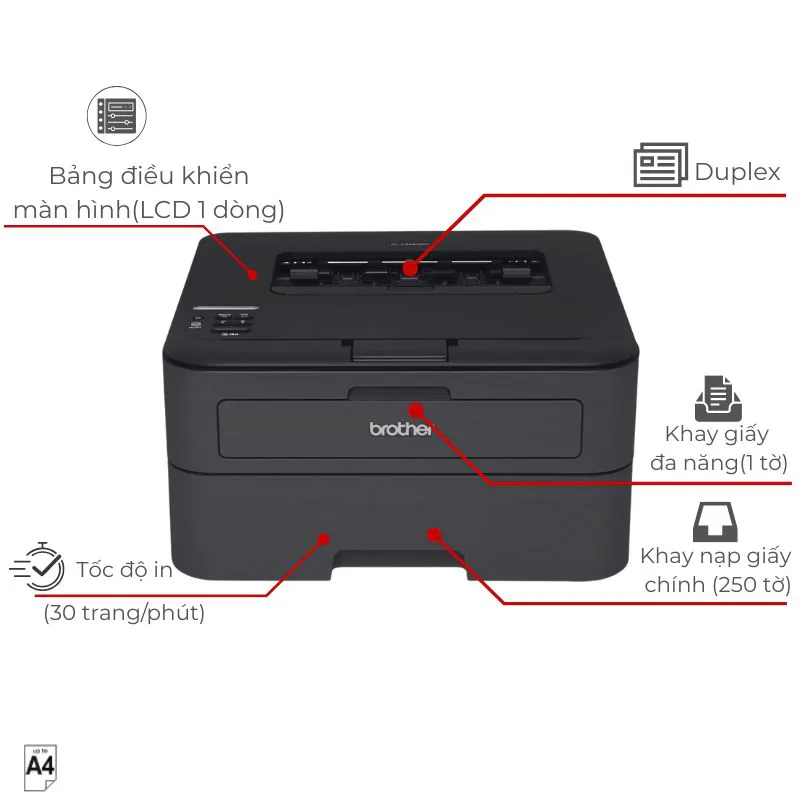 Máy in laser đen trắng Brother HL-L2366DW 2 Máy in laser đen trắng Brother HL-L2366DW - Hình ảnh 2