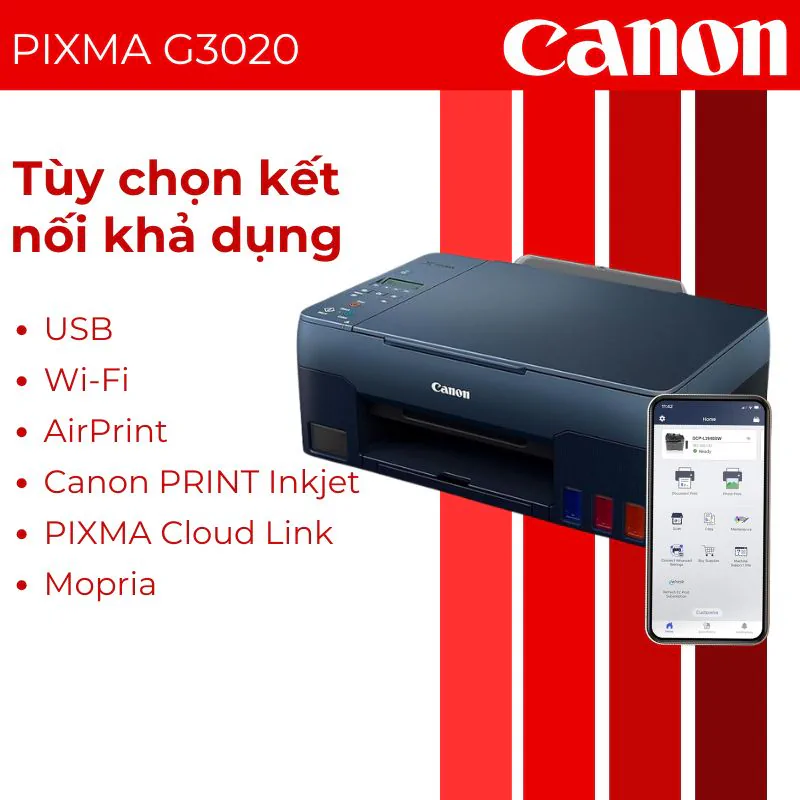 Máy in phun màu đa năng Canon PIXMA G3020 3 Máy in phun màu đa năng Canon PIXMA G3020 - Hình ảnh 3