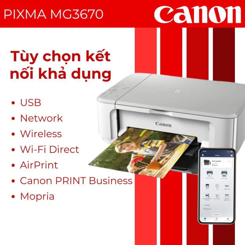 Máy in phun màu đa năng Canon PIXMA MG3670 3 Máy in phun màu đa năng Canon PIXMA MG3670 - Hình ảnh 3