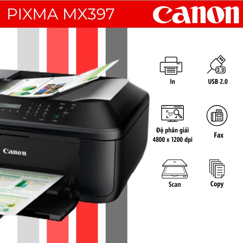 Máy in phun màu đa năng Canon PIXMA MX397 3 Máy in phun màu đa năng Canon PIXMA MX397 - Hình ảnh 3