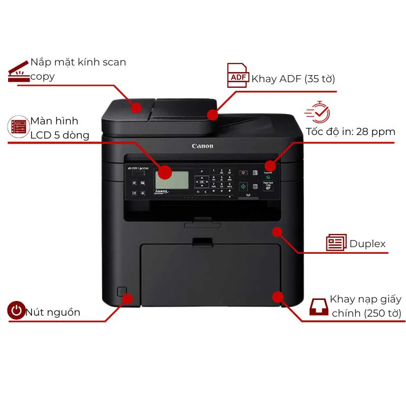 Máy in laser đen trắng đa năng Canon imageCLASS MF264DW 2 Máy in laser đen trắng đa năng Canon imageCLASS MF264DW - Hình ảnh 2