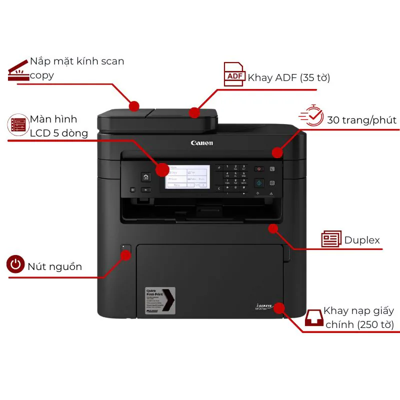 Máy in laser đen trắng đa năng Canon imageCLASS MF267DW 2 Máy in laser đen trắng đa năng Canon imageCLASS MF267DW - Hình ảnh 2