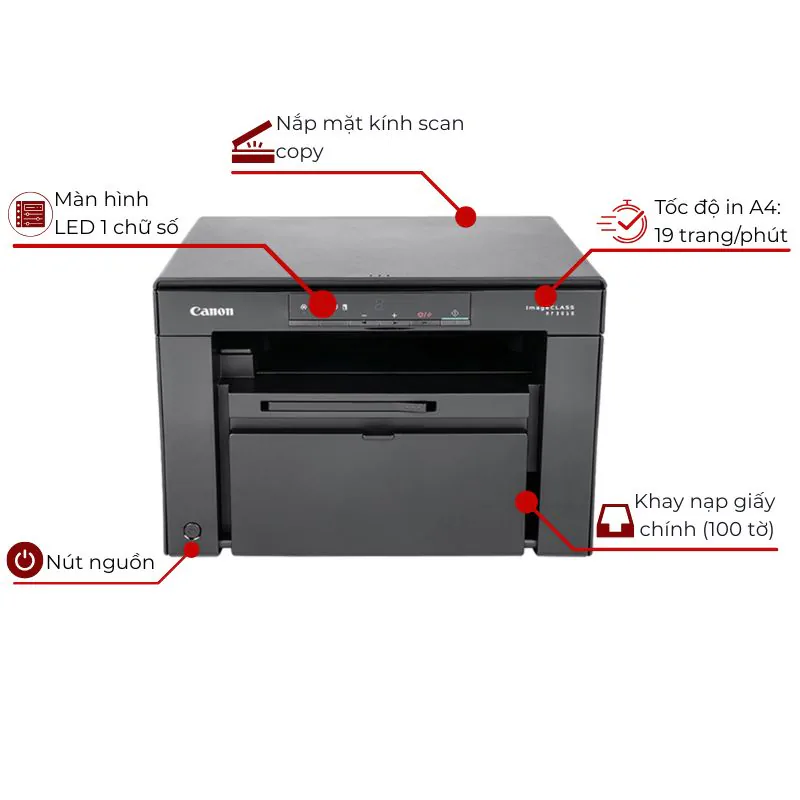 Máy in laser đen trắng đa năng Canon imageCLASS MF3010AE - Chính hãng 2 Máy in laser đen trắng đa năng Canon imageCLASS MF3010AE - Chính hãng - Hình ảnh 2