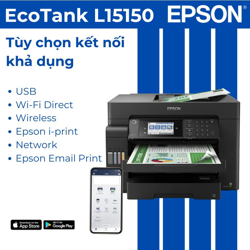 Máy in phun màu đa năng Epson Ecotank L15150 khổ A3 3 Máy in phun màu đa năng Epson Ecotank L15150 khổ A3 - Hình ảnh 3