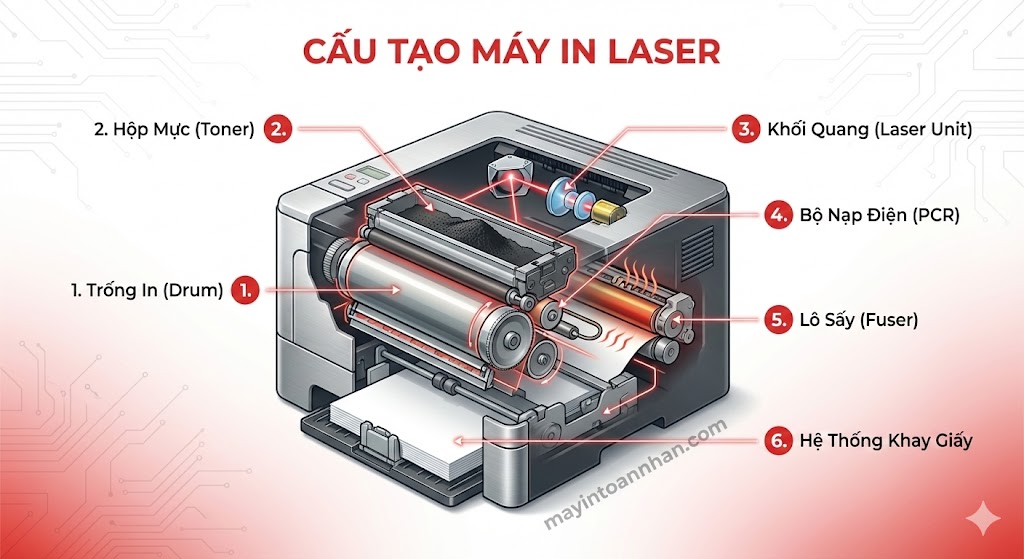 Nguyên Lý Hoạt Động Máy In Laser: 7 Bước Chi Tiết 2025