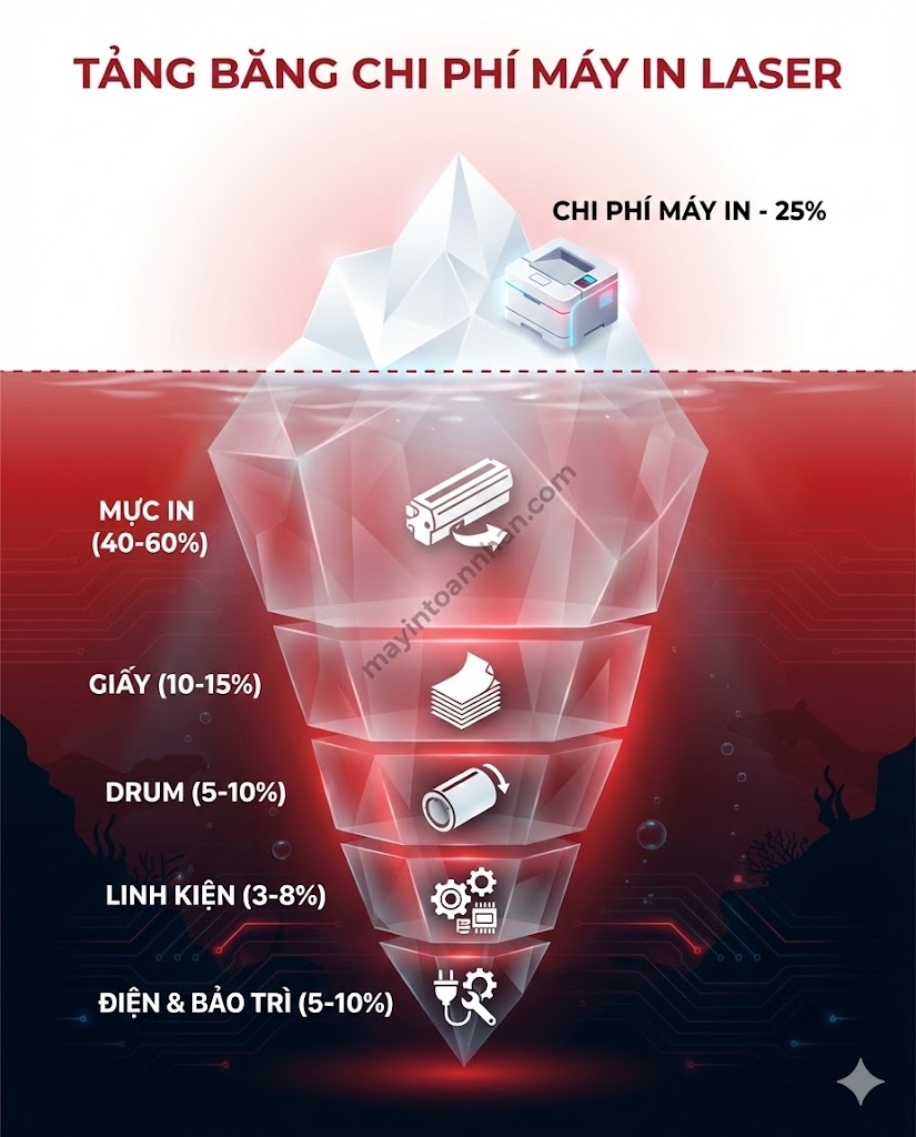 Chi phí sử dụng máy in laser: Hướng dẫn tính TCO đầy đủ 2025