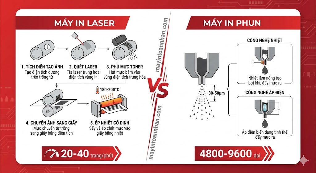 Nên Mua Máy In Laser Hay Phun? So Sánh Chi Tiết 2025