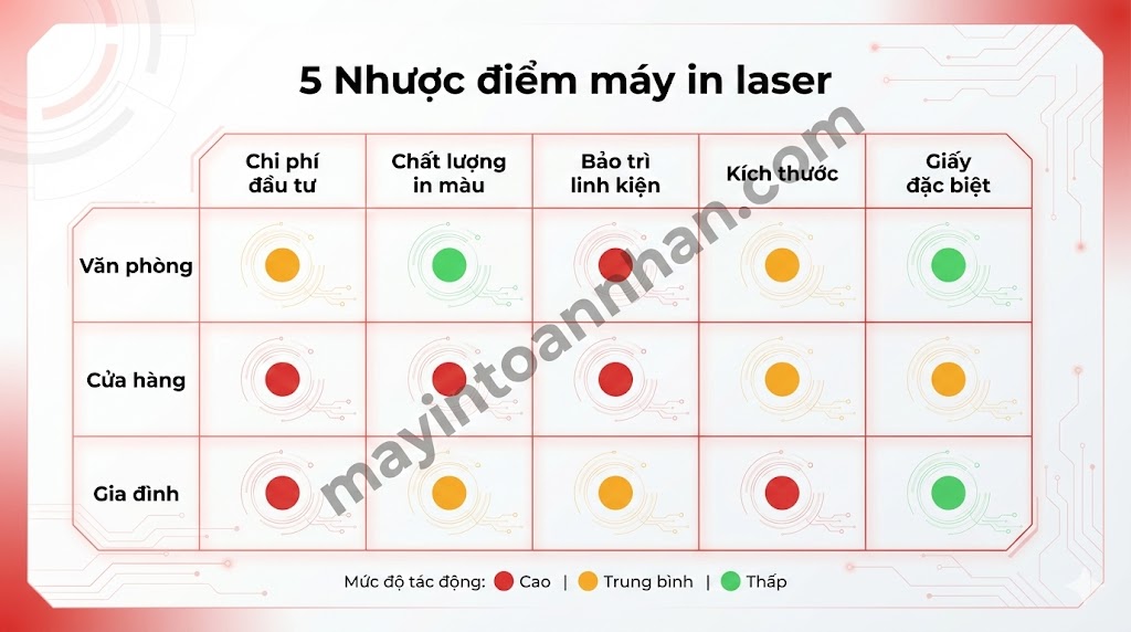 Ưu nhược điểm máy in laser 2025: Phân tích chi tiết cho văn phòng
