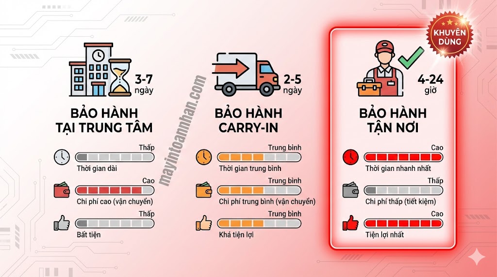 Máy In Bảo Hành 12 Tháng Tận Nơi – Chính Sách & Model 2025