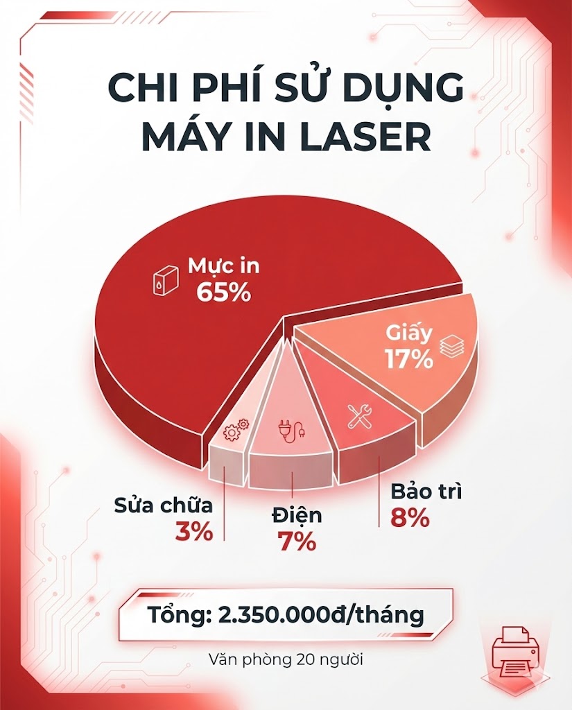 Chi phí sử dụng máy in laser: Công thức tính & Bảng giá 2025