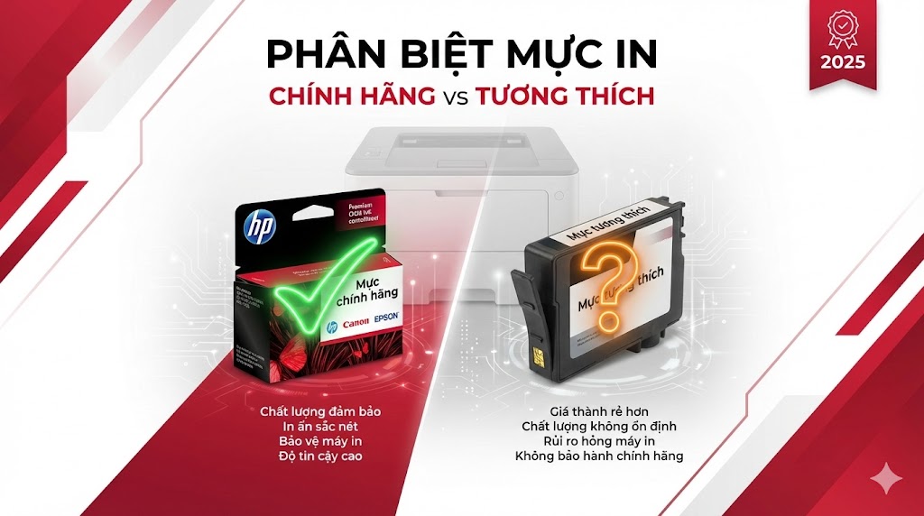 Phân biệt mực in chính hãng và tương thích Hướng dẫn 2025