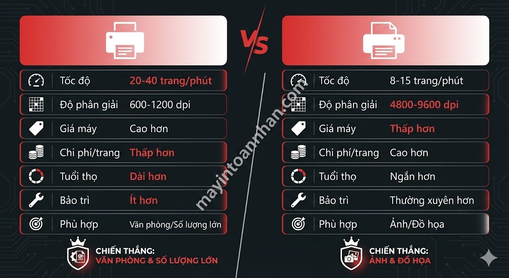 Nên Mua Máy In Laser Hay Phun? So Sánh Chi Tiết 2025
