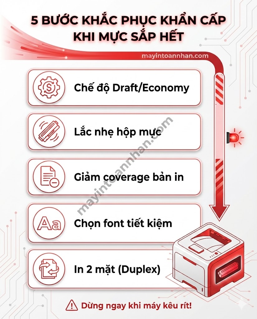 8 Dấu Hiệu Máy In Sắp Hết Mực & Cách Kiểm Tra Chính Xác 2025