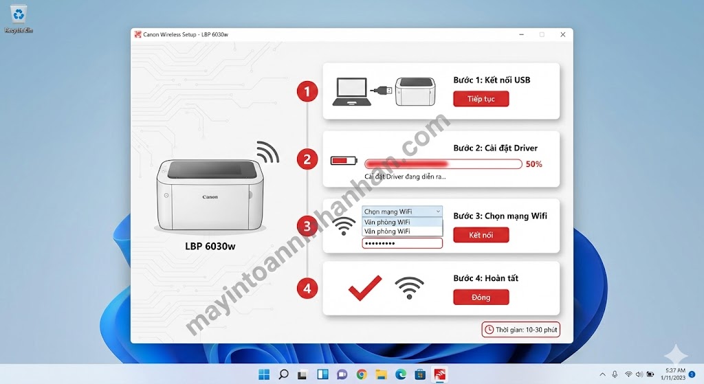 Review máy in Canon LBP 6030w wifi Test thực tế 2025