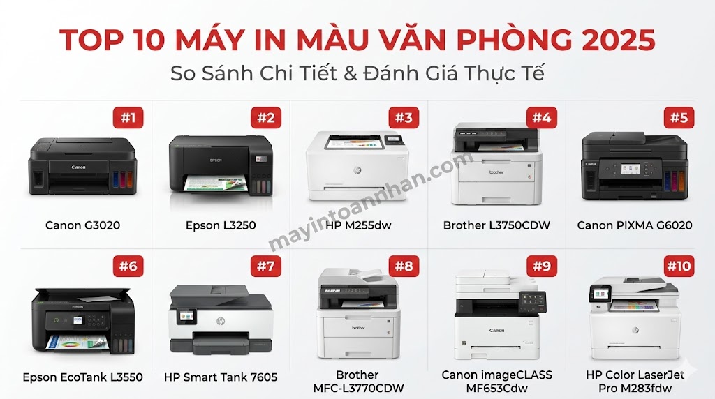 Top 10 Máy In Màu Văn Phòng Tốt Nhất 2025 So Sánh Chi Tiết
