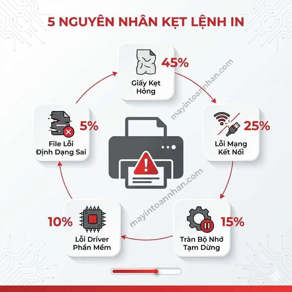 Máy In Bị Kẹt Lệnh In Không Nhận Lệnh: 5 Cách Fix Nhanh 2025