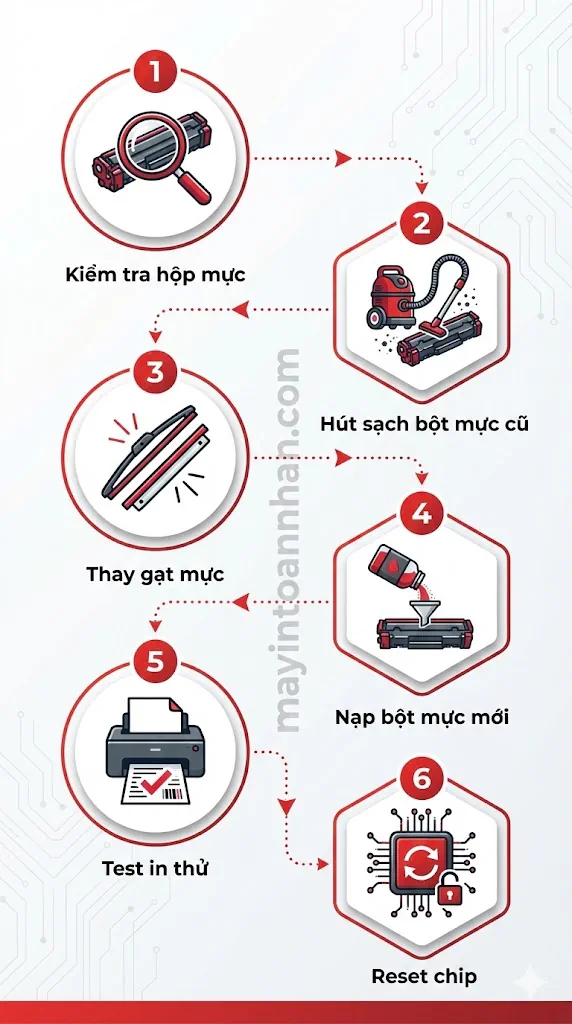 Có nên dùng mực nạp cho máy in laser? Phân tích chi tiết 2025