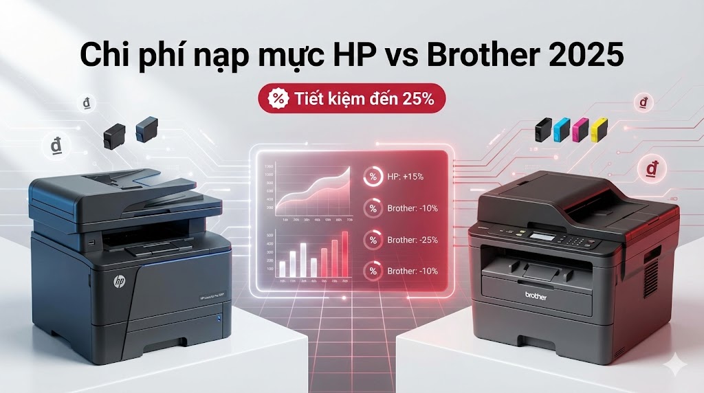 So sánh chi phí nạp mực HP và Brother 2025 Bảng CPOT thực tế