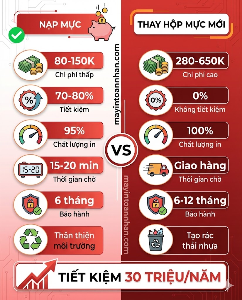 Dịch vụ nạp mực máy in TPHCM tận nơi – Có mặt 30 phút Toàn Nhân