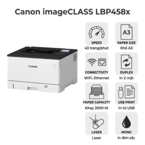 Máy in Canon imageCLASS LBP458x – Máy in Laser A3 Đen Trắng 43 Trang/Phút, In 2 Mặt Tự Động, Bảo Mật Doanh Nghiệp