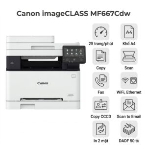 Máy in Canon imageCLASS MF667Cdw – Máy in laser màu đa năng 4-in-1, In/Copy/Scan/Fax 2 mặt, WiFi, ADF quét 1 lần
