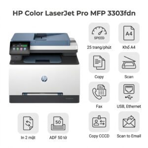 Máy in HP Color LaserJet Pro MFP 3303fdn – In Màu Đa Năng 4 trong 1, Tốc Độ 25 Trang/Phút, Bảo Mật Doanh Nghiệp