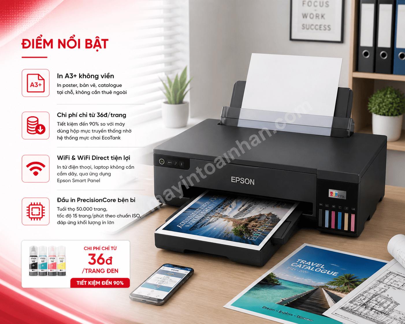 Máy in Máy In Phun Màu Epson EcoTank L11050 – In Khổ A3+, WiFi, Chi Phí Chỉ 36đ/Trang