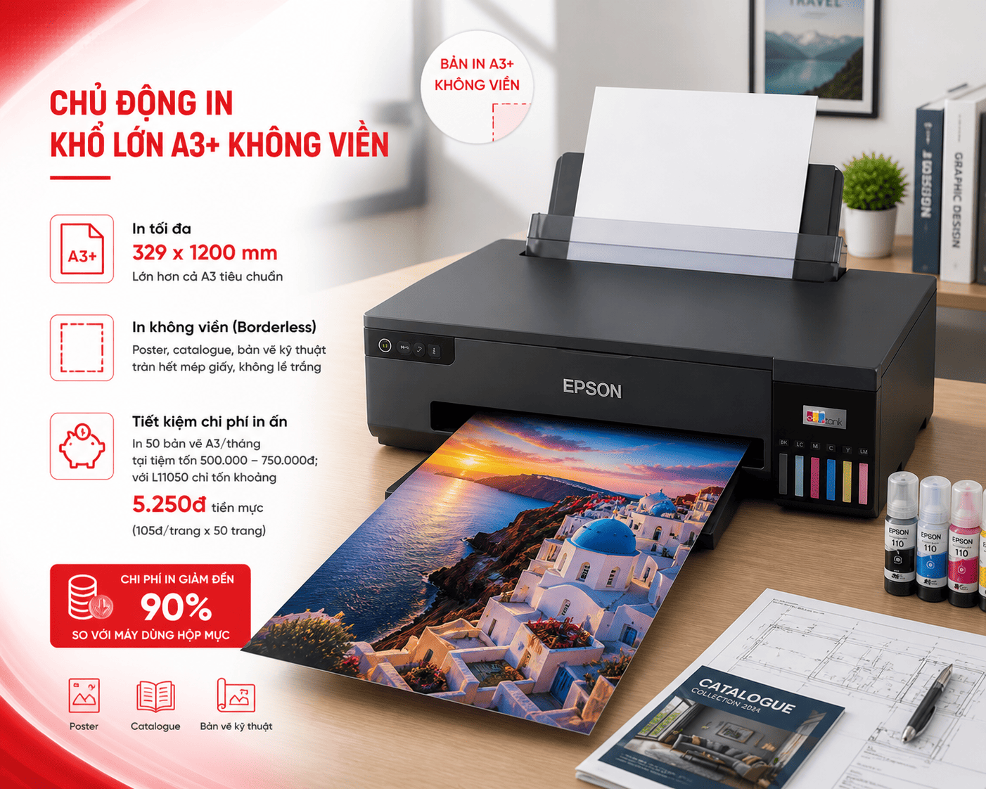 Máy in Máy In Phun Màu Epson EcoTank L11050 – In Khổ A3+, WiFi, Chi Phí Chỉ 36đ/Trang