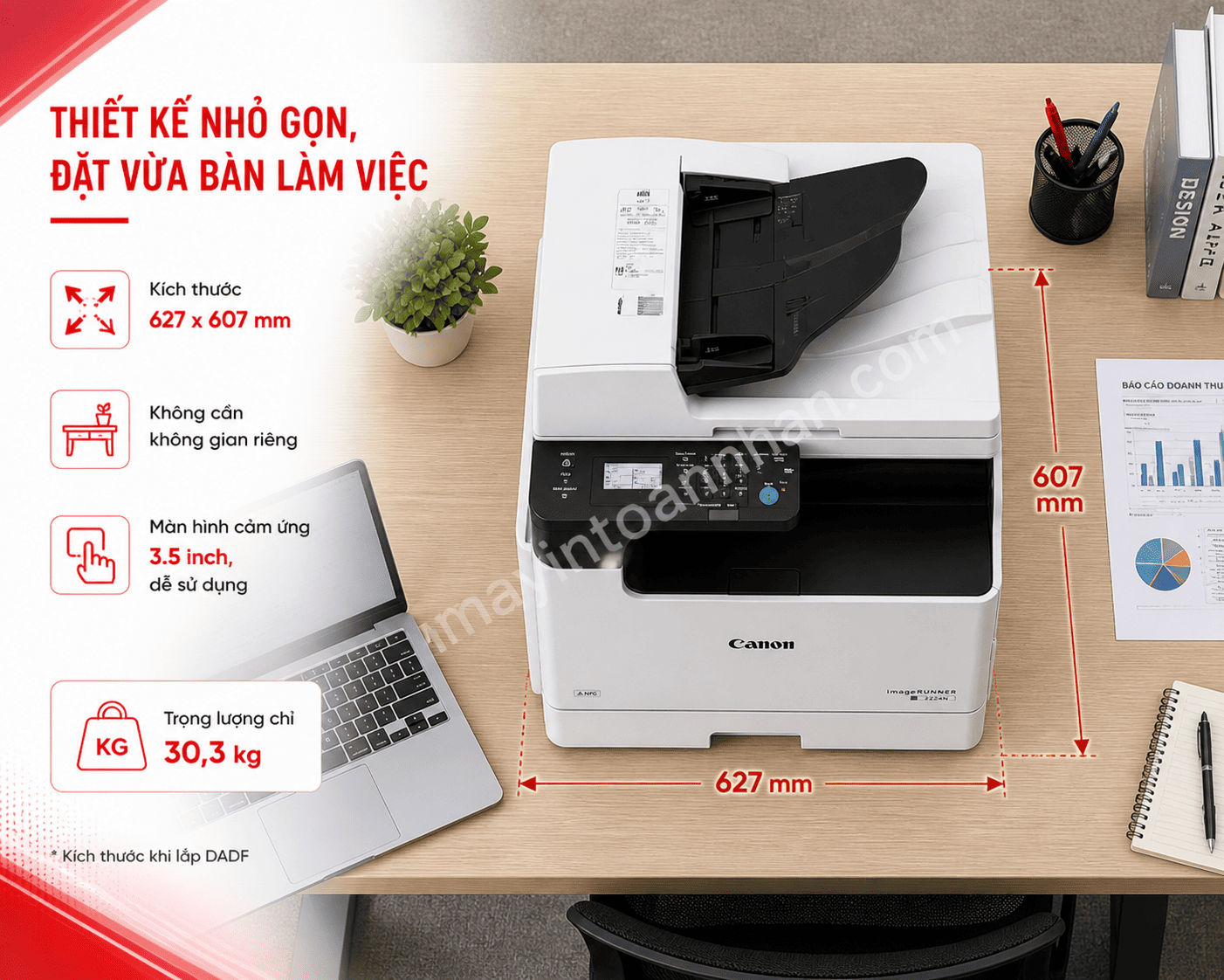 Máy in Máy Photocopy Canon IR 2224N – A3 Đa Năng In/Copy/Scan, WiFi, DADF, Tiết Kiệm Chi Phí