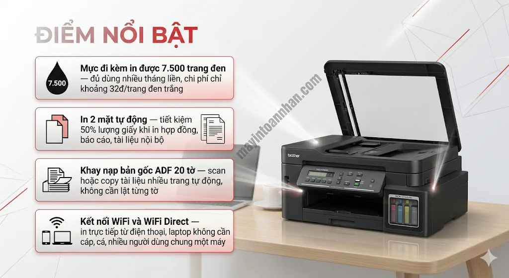 Máy in Brother DCP-T730DW – Máy In Phun Đa Năng WiFi, In 2 Mặt, ADF Tiết Kiệm 5 Máy in Brother DCP-T730DW – Máy In Phun Đa Năng WiFi, In 2 Mặt, ADF Tiết Kiệm