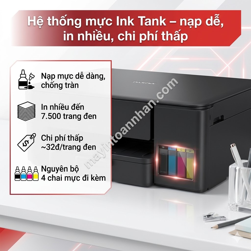 Máy in Brother DCP-T430W – Máy in phun màu đa năng WiFi, Ink Tank tiết kiệm, chính hãng