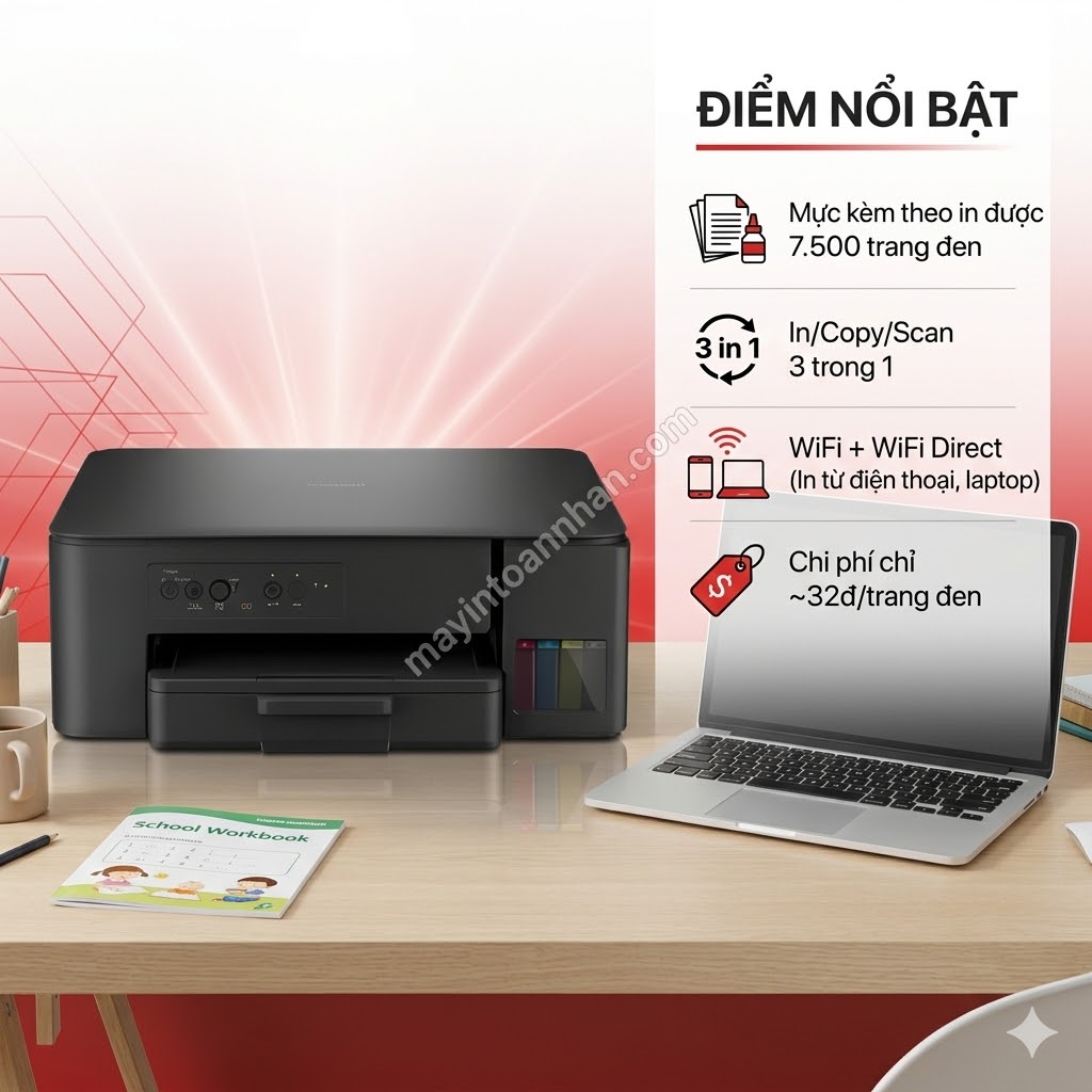 Máy in Brother DCP-T430W – Máy in phun màu đa năng WiFi, Ink Tank tiết kiệm, chính hãng